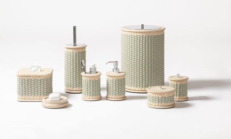 Courbet Leather & Rattan Bathroom Set | Pigment France