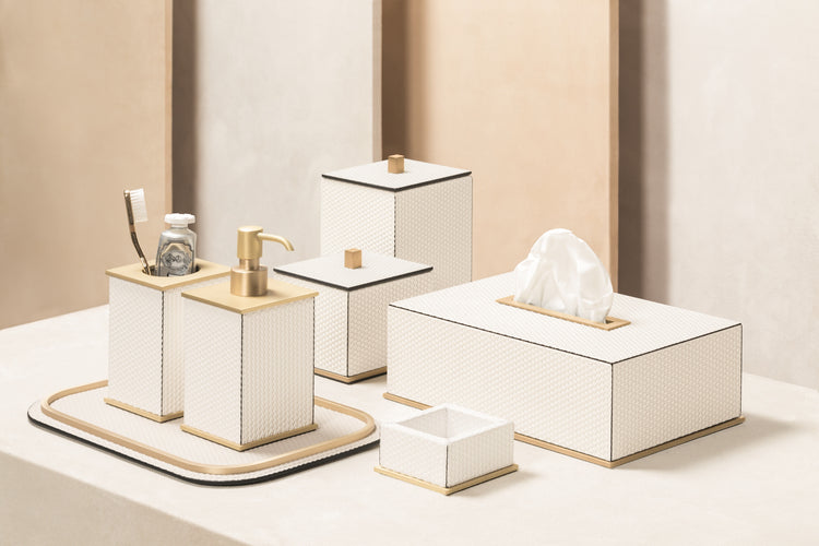 Firenze Leather-Covered Bathroom Set | Giobagnara