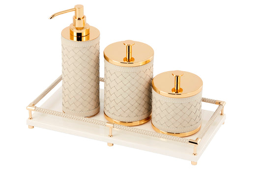 Alghero Handwoven Leather Bathroom Set | Riviere