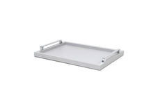 Jupiter Leather-Covered Wood Tray Rectangular w Chrome Metal Handles M