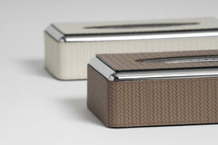 Leather-Covered ABS Tissue Box With Metal Finishing Rectangular