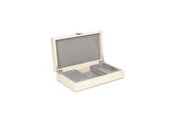 Prestige Leather-Covered Wood Jewellery Box with Suede Lining Small