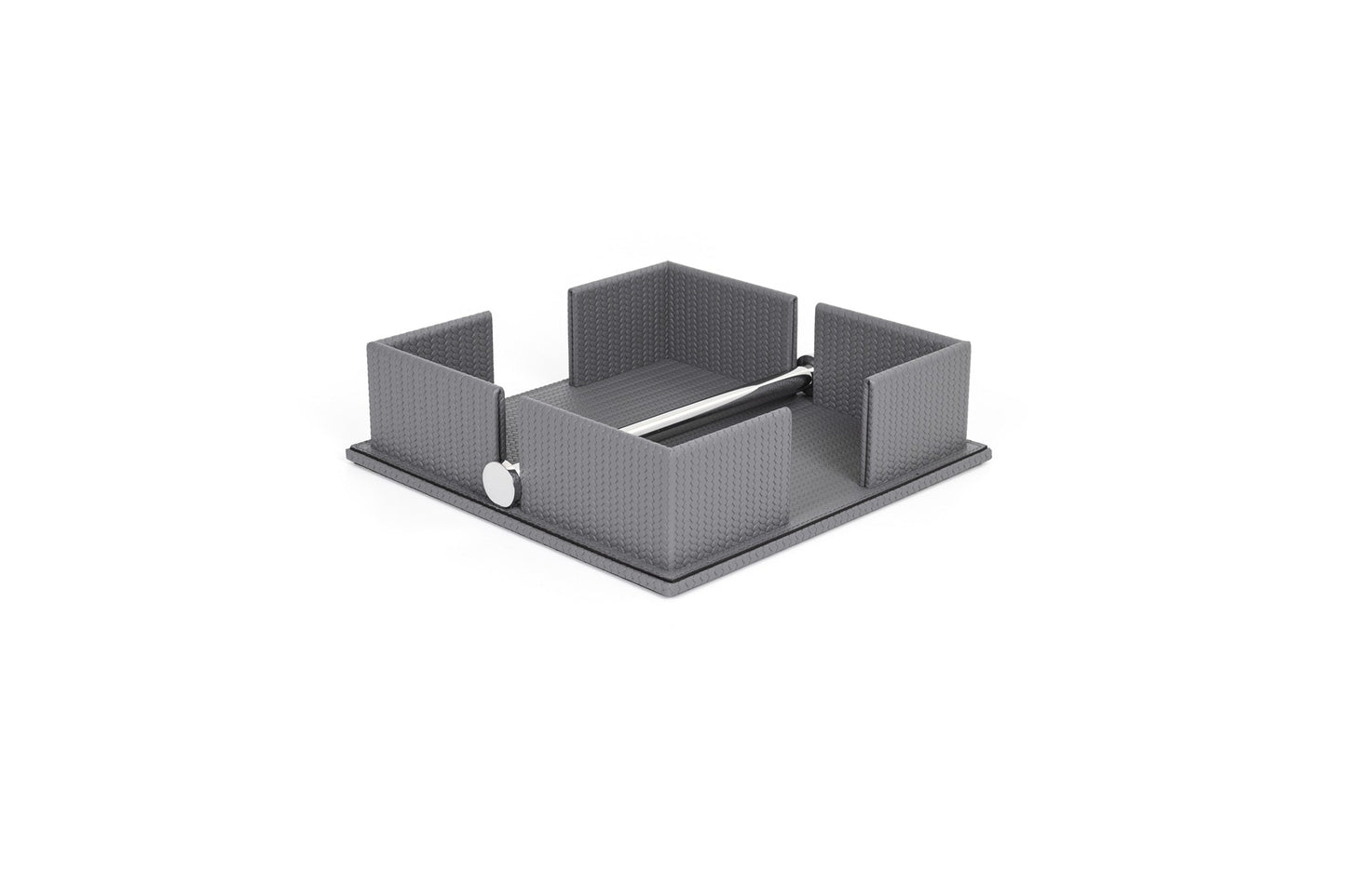 Napkin Holder by Pinetti | Leather-covered with satin brass or chrome weight | Home Decor and Table Accessories | 2Jour Concierge, your luxury lifestyle shop