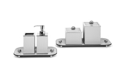 Olimpia Leather-Covered Chrome Brass Bathroom Box Square Small