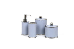 Olimpia Leather-Covered Chrome Brass Bathroom Box Round Small