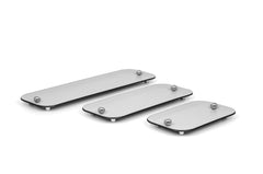 Olimpia Leather-Covered Metal Tray with Chrome Finish Rectangular Small