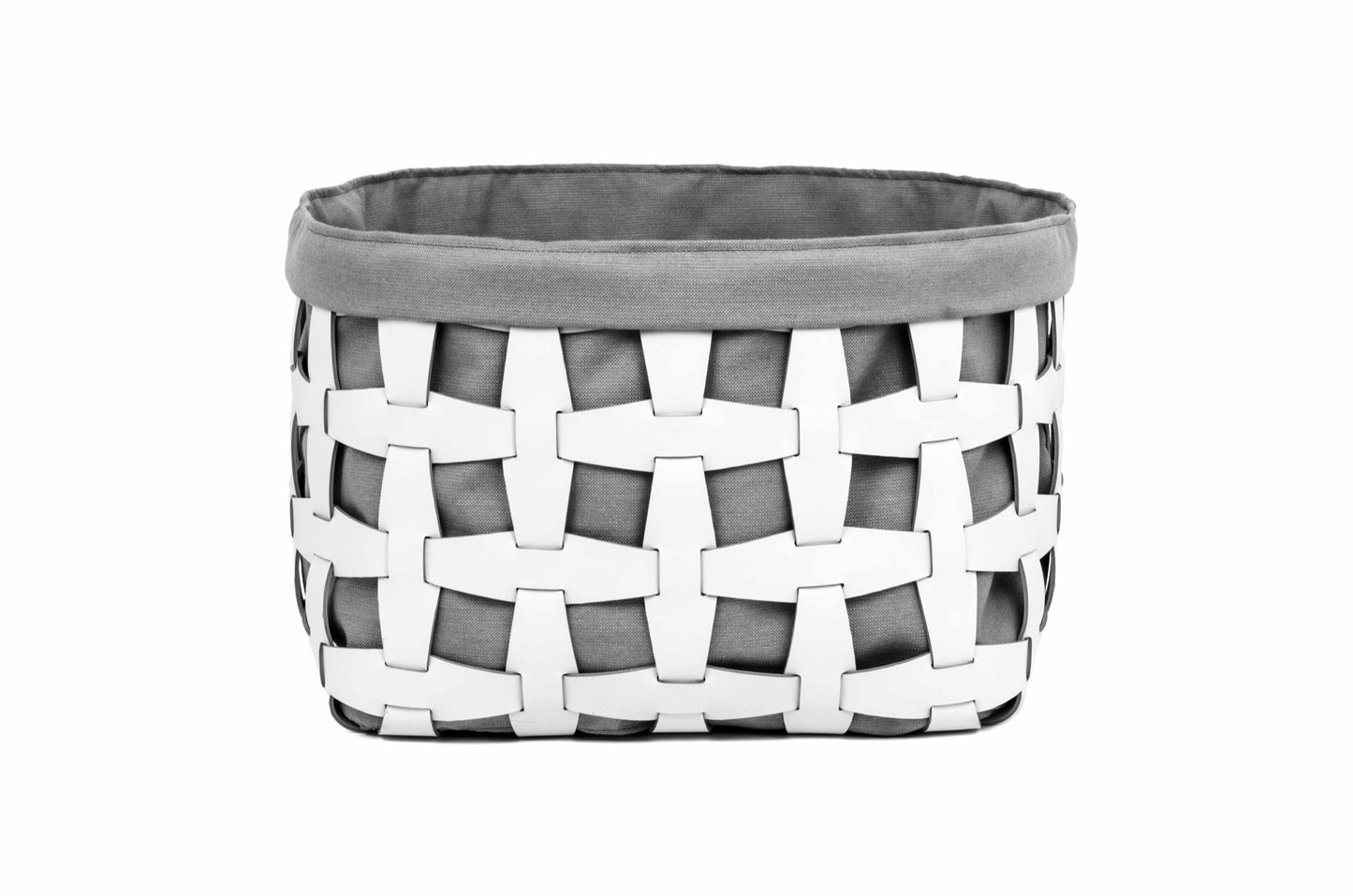 Panier en cuir régénéré tressé à la main avec crochet, carré souple avec doublure en lin