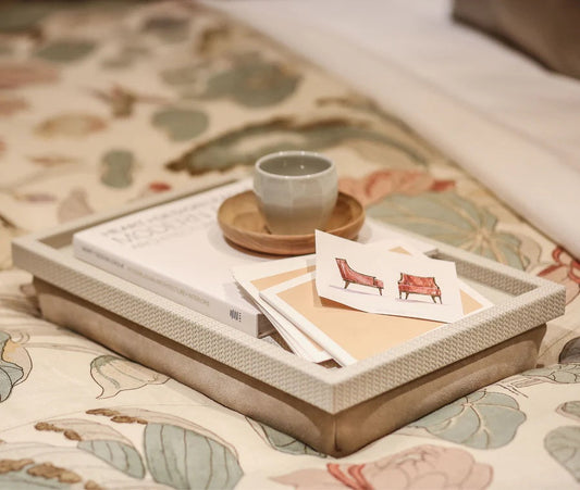 Pinetti Teseo Leather Bed Tray with Suede Cushion | Elegant Bedroom Accessories & Stylish Breakfast Trays | 2Jour Concierge, #1 luxury high-end gift & lifestyle shop