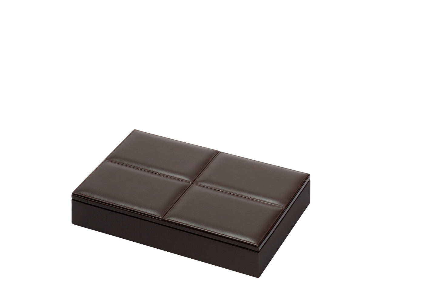 Riviere Eva Classic Domino Game Set in Leather Box With Stitched Padded Finish | Stylish Design with Padded Leather Lid | Set Equipped with Highly Resistant Glossy Plexiglass Domino Pieces | Choose Between Black or White Finish | Explore Luxury Domino Game Sets at 2Jour Concierge, #1 luxury high-end gift & lifestyle shop