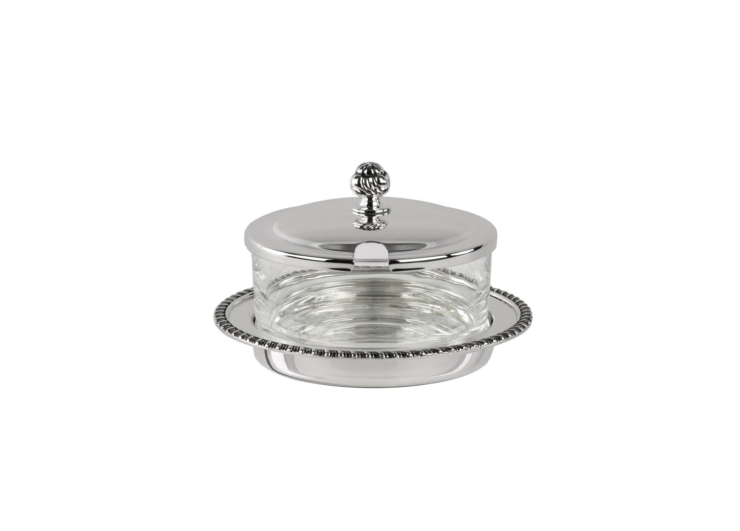 Zanetto Regina Anna | Sauce-Cheese Dish: Silver-plated metal with crystal glass and smooth, shiny finish, ideal for serving sauces and cheeses elegantly | Tableware & Serveware / Sauce & Cheese Dishes | 2Jour Concierge, your luxury lifestyle shop