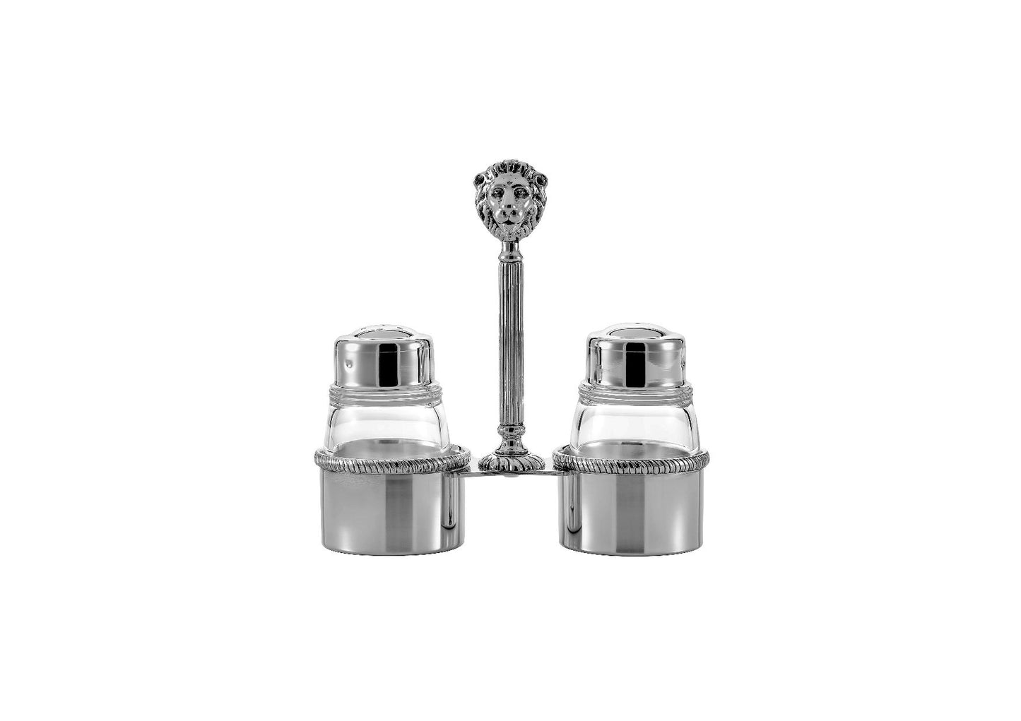 Zanetto Regina Anna | Salt & Pepper Shakers: Silver-plated metal with crystal glass and smooth, shiny finish, ideal for elegant tabletop seasoning | Tableware & Serveware / Salt & Pepper Shakers | 2Jour Concierge, your luxury lifestyle shop