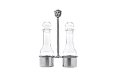 Regina Anna Silver-Plated Oil and Vinegar Bottle Set w Crystal Glass