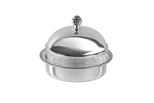 Zanetto Regina Anna | Individual Butter Holder: Silver-plated metal with plexiglas sheet and smooth, shiny finish, ideal for single-serve butter presentation | Tableware & Serveware / Butter Dishes | 2Jour Concierge, your luxury lifestyle shop