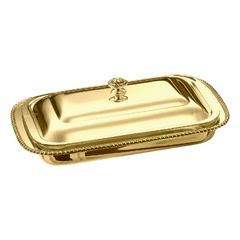 Regina Anna Gold-Plated Dish Container, Rectangular with Pyrex Glass