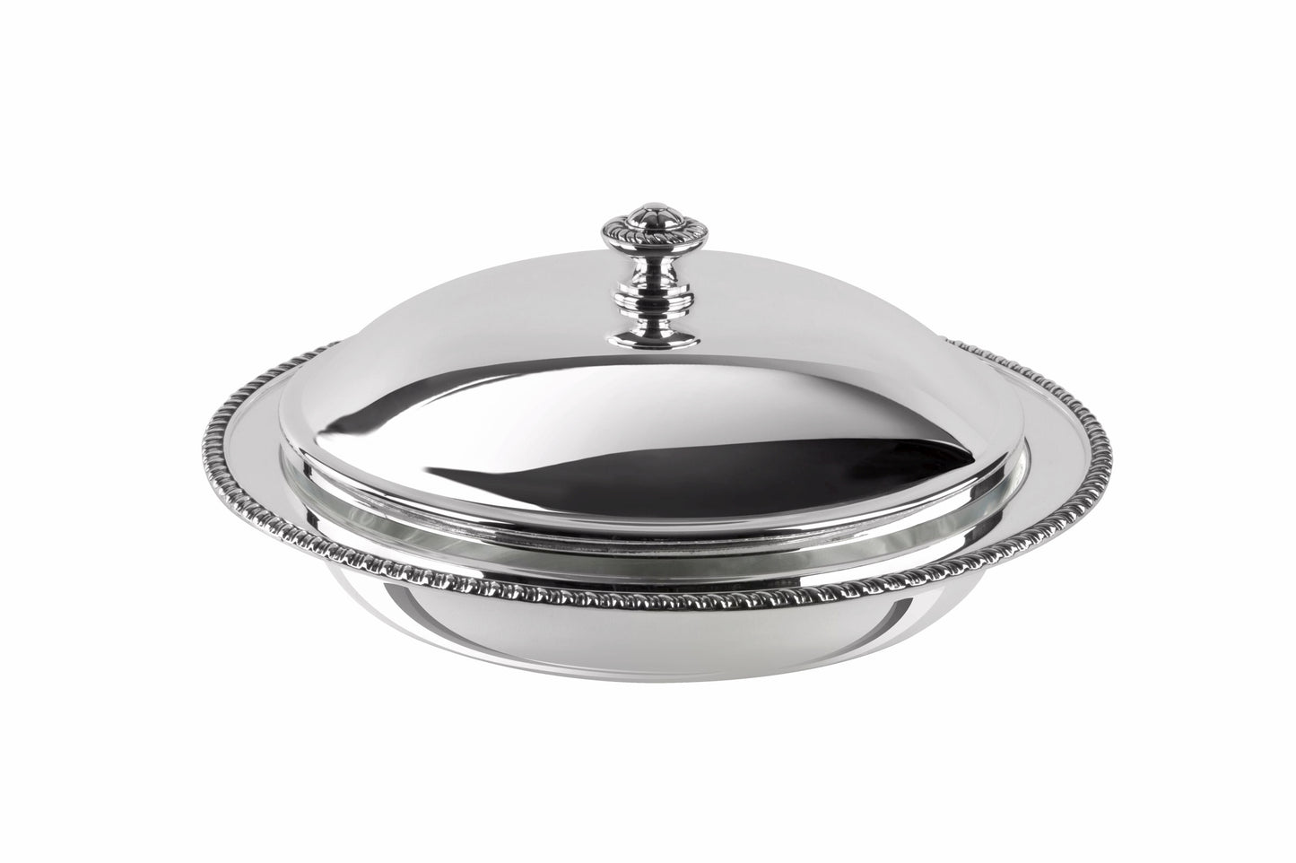 Regina Anna Silver-Plated Dish Container, Round with Pyrex Glass