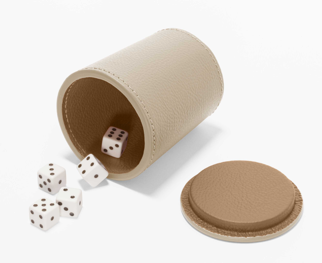 x Poltrona Frau Leather-Covered Dice Set With Tray