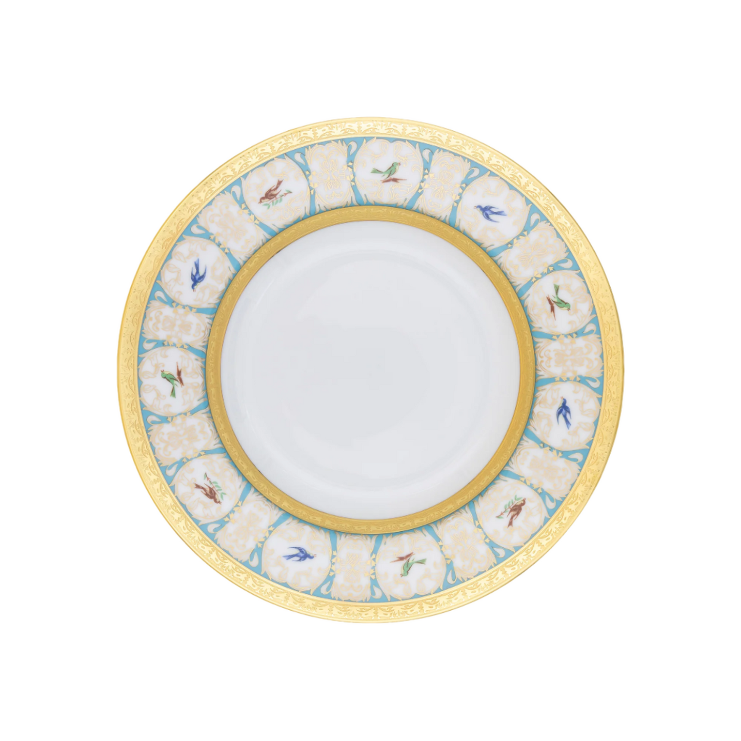 Robert Haviland & C. Parlon Bengalis | Rim Soup Plate: Fine Limoges porcelain with bird and turquoise scroll motif and smooth, glazed finish, perfect for refined presentations of soups or bisques | Tableware & Serveware / Soup Plates | 2Jour Concierge, your luxury lifestyle shop