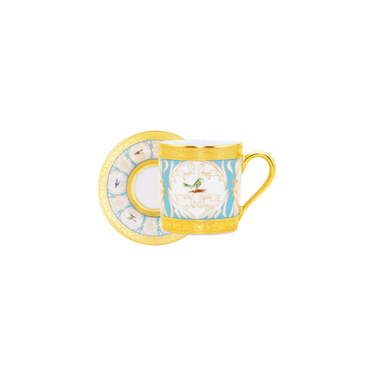 Robert Haviland & C. Parlon Bengalis | Coffee Cup & Saucer: Fine Limoges porcelain with bird and turquoise scroll motif and smooth, glazed finish, perfect for an elegant coffee service | Tableware & Serveware / Cups & Mugs | 2Jour Concierge, your luxury lifestyle shop