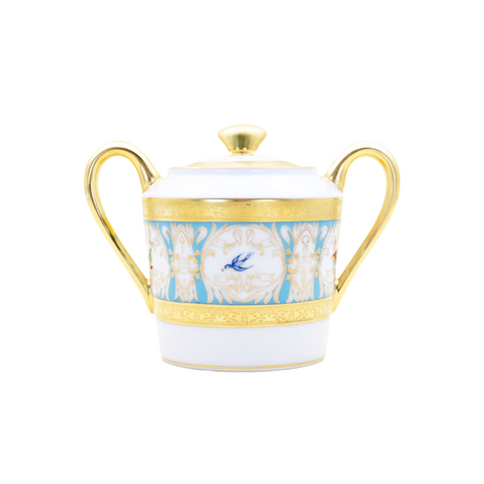 Robert Haviland & C. Parlon Bengalis | Sugar Bowl: Fine Limoges porcelain with bird and turquoise scroll motif and smooth, glazed finish, perfect for refined tea or coffee service | Tableware & Serveware / Sugar Bowls | 2Jour Concierge, your luxury lifestyle shop