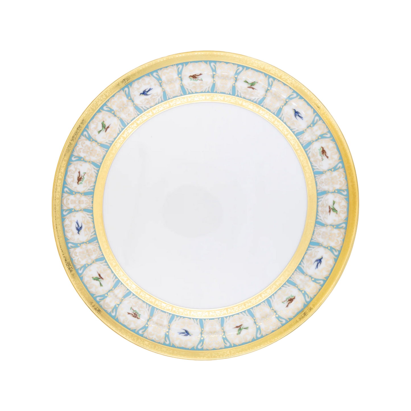 Robert Haviland & C. Parlon Bengalis | Round Tart Dish: Fine Limoges porcelain with bird and turquoise scroll motif and smooth, glazed finish, perfect for serving tarts, flans, or quiches with refined flair | Tableware & Serveware / Serving Dishes | 2Jour Concierge, your luxury lifestyle shop