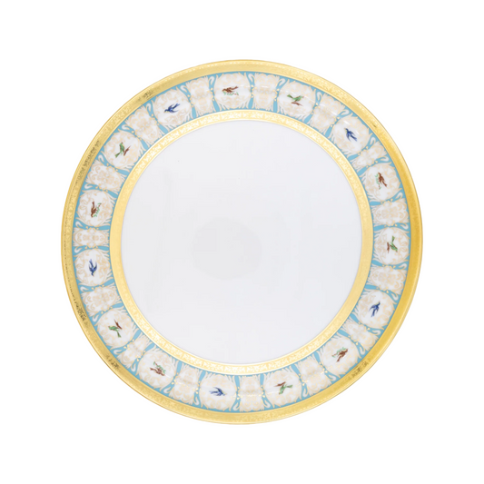 Robert Haviland & C. Parlon Bengalis | Round Tart Dish: Fine Limoges porcelain with bird and turquoise scroll motif and smooth, glazed finish, perfect for serving tarts, flans, or quiches with refined flair | Tableware & Serveware / Serving Dishes | 2Jour Concierge, your luxury lifestyle shop