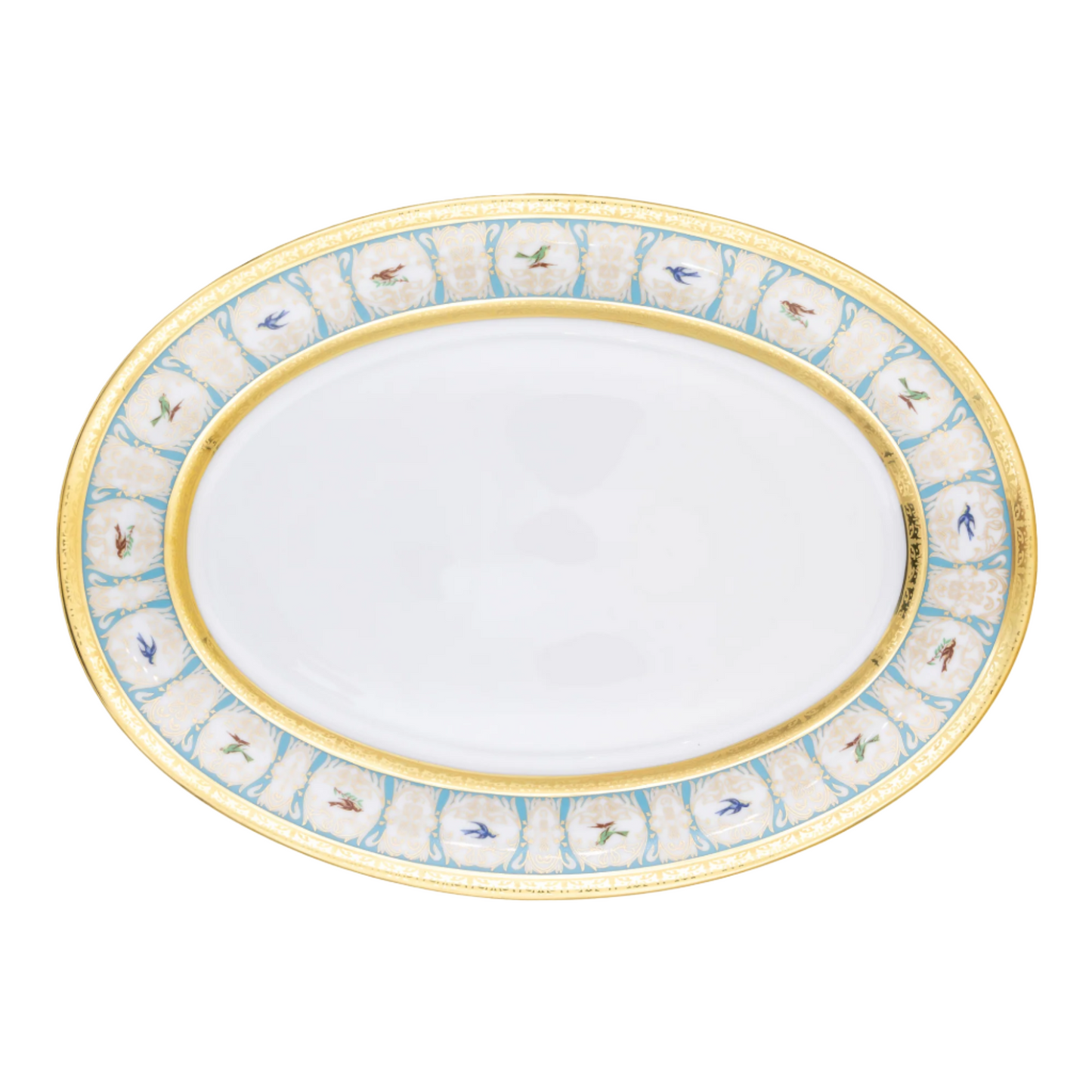 Robert Haviland & C. Parlon Bengalis | Oval Platter: Fine Limoges porcelain with bird and turquoise scroll motif and smooth, glazed finish, available in multiple sizes for roasts, fish, or elegant composed dishes | Tableware & Serveware / Serving Dishes | 2Jour Concierge, your luxury lifestyle shop
