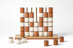 Connect Four Game with Leather-Covered Pieces
