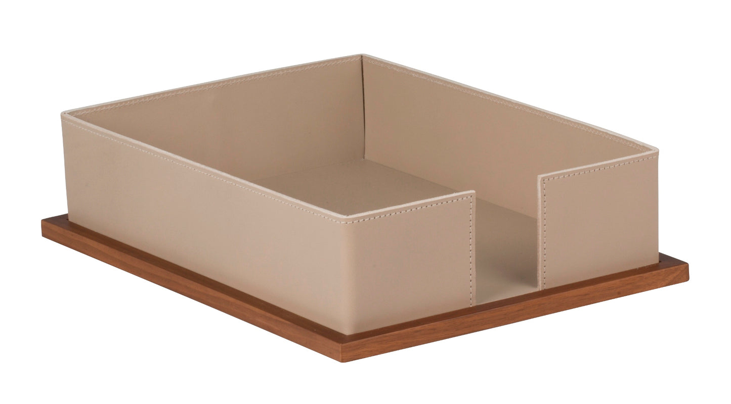 Rabitti 1969 Pienza Saddle Leather and Walnut Wood A4 Paper Holder | Elegant Desk Organizer | Crafted with Premium Leather and Walnut Wood | Completes the Pienza Desk Set | Available at 2Jour Concierge, #1 luxury high-end gift & lifestyle shop