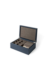 Canton Leather-Covered Wood Jewellery Box with Wristband & Earrings Holder