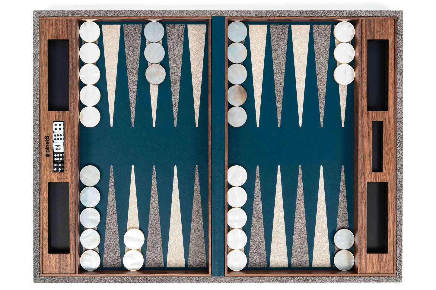 Leather-Covered Walnut Wood Backgammon Game Set