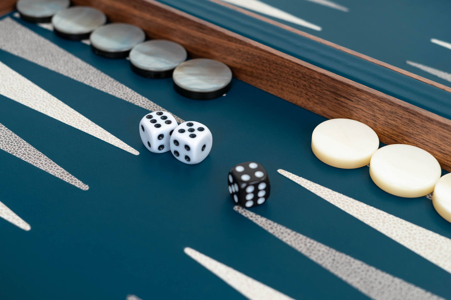 Leather-Covered Walnut Wood Backgammon Game Set