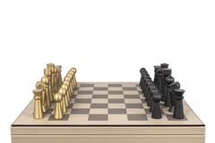 Wood and Leather Chess and Checkers Game Board
