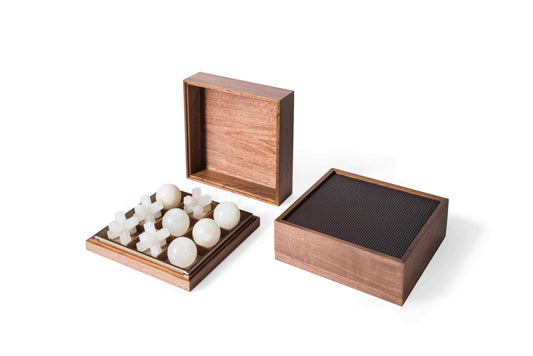 Pinetti Tic Tac Toe Set in Leather-Covered Walnut Wood Box | Exquisite Craftsmanship | Premium Walnut Wood Construction | Elegant Leather Cover | Perfect for Leisure and Entertainment | Explore a Range of Luxury Home Accessories at 2Jour Concierge, #1 luxury high-end gift & lifestyle shop