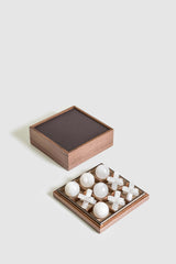 Tic Tac Toe Set in Leather-Covered Walnut Wood Box