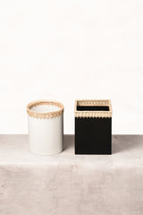 Como Saddle Leather & Wicker Bin