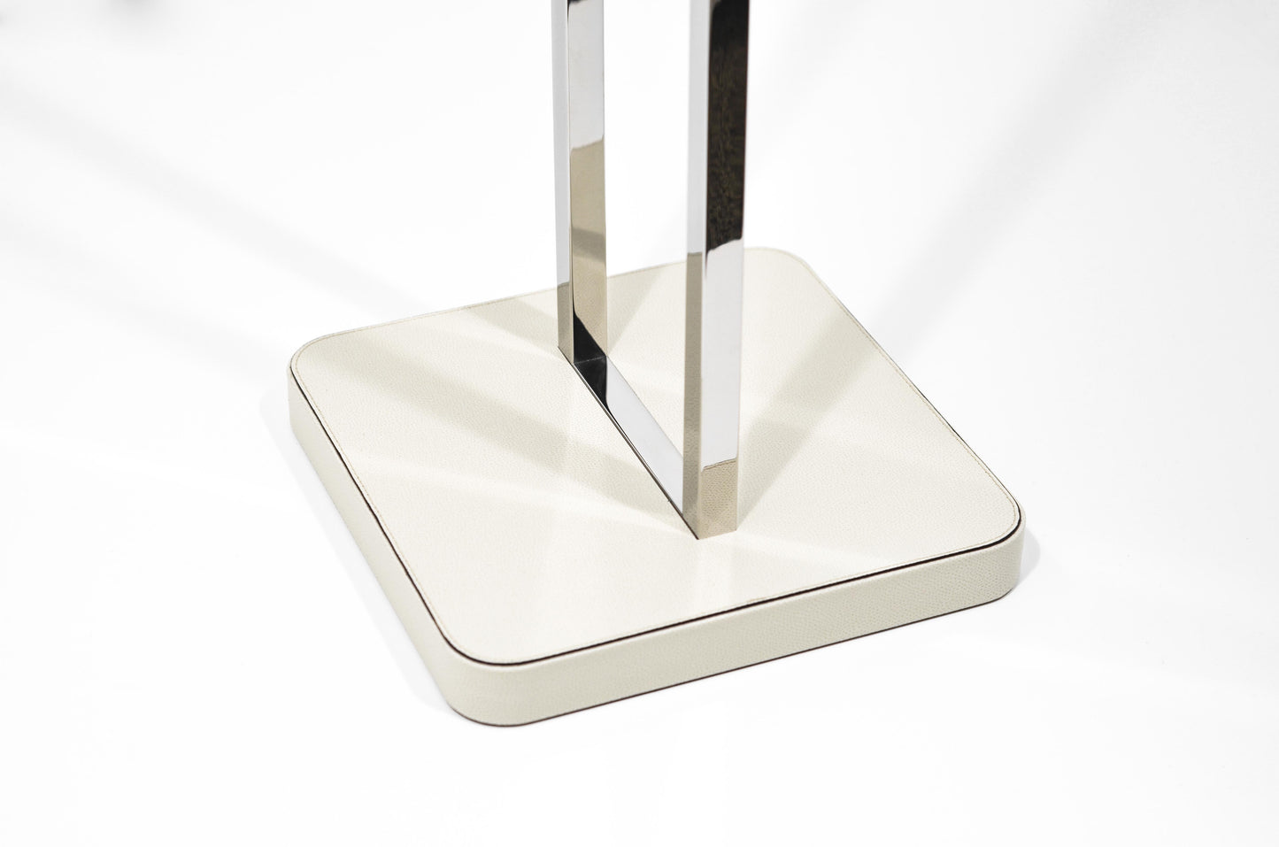 John Chromed Steel and Leather Clothes Valet Stand