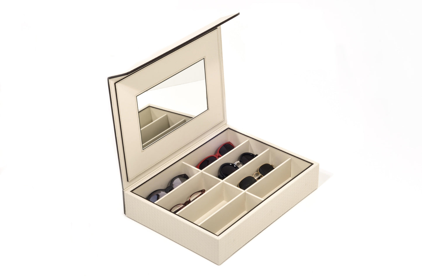 Pinetti Leather-Covered Wood Glasses & Eyeglasses Holder | Stylish Eyewear Organizer, Elegant Display & Gift Items | 2Jour Concierge, #1 luxury high-end gift & lifestyle shop