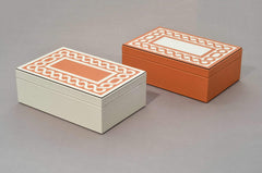 Roma Leather-Covered Wood Jewellery Box with Inlaid Lid