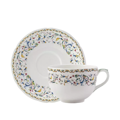 Toscana Earthenware Jumbo Cup & Saucer with Renaissance Floral Motif