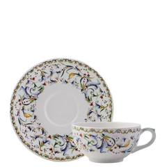 Toscana Earthenware Breakfast Cup & Saucer with Renaissance Floral Motif