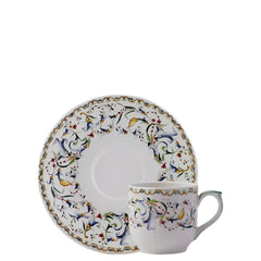Toscana Earthenware Espresso Cup & Saucer with Renaissance Floral Motif