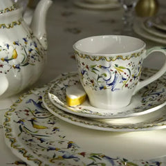 Toscana Earthenware US Tea Cup & Saucer with Renaissance Floral Motif