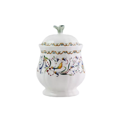 Toscana Earthenware Sugar Bowl with Renaissance Floral Motif