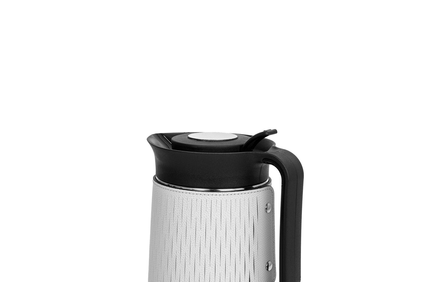 Pinetti Mocha Thermal Carafe | Glass interior with removable leather cover | Keeps beverages hot for 6 hours and cold for 12 hours | Barware and Serveware | 2Jour Concierge, your luxury lifestyle shop