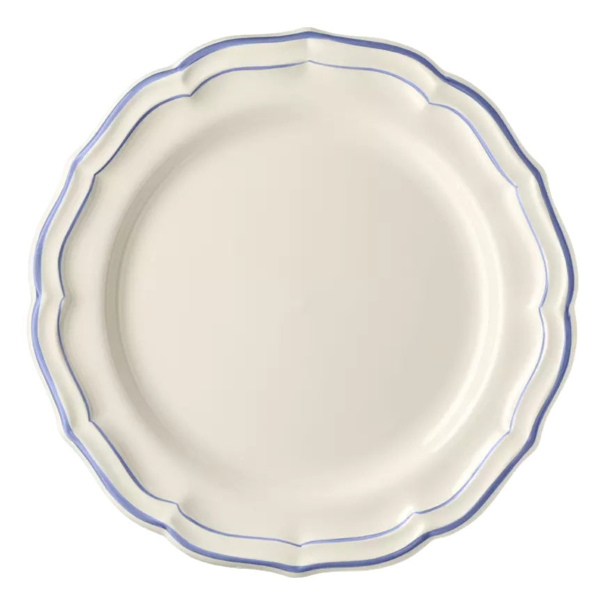 Les Filets Earthenware Dinner Plate with Hand-Painted Rim