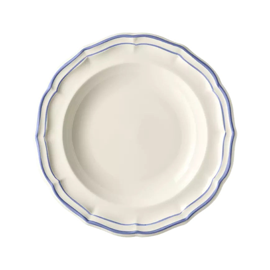 Les Filets Earthenware Rim Soup Plate with Hand-Painted Rim