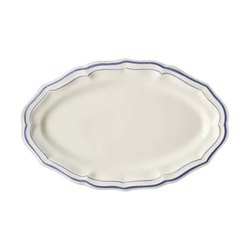 Gien Les Filets | Oval Platter: Fine earthenware with hand-painted rim and smooth, glazed finish, perfect for serving meats, vegetables, or composed dishes | Tableware & Serveware / Serving Dishes & Platters | 2Jour Concierge, your luxury lifestyle shop