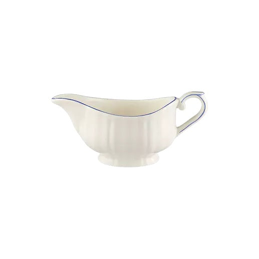Gien Les Filets | Gravy Boat: Fine earthenware with hand-painted rim and smooth, glazed finish, perfect for serving sauces or gravies in timeless style | Tableware & Serveware / Sauce & Gravy Boats | 2Jour Concierge, your luxury lifestyle shop