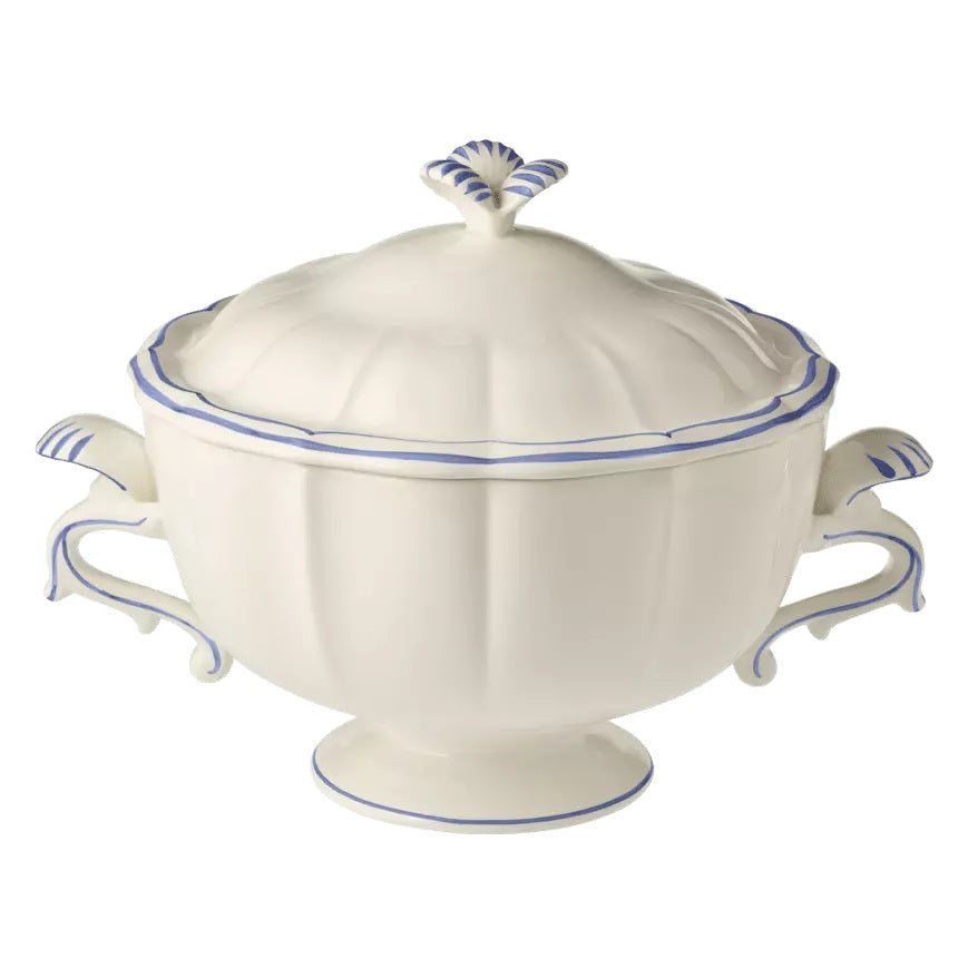 Gien Les Filets | Soup Tureen: Fine earthenware with hand-painted rim and smooth, glazed finish, ideal for presenting soups and stews at the table | Tableware & Serveware / Tureens & Serving Bowls | 2Jour Concierge, your luxury lifestyle shop