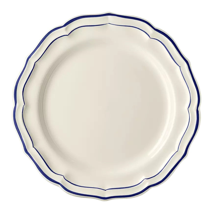 Les Filets Earthenware Dinner Plate with Hand-Painted Rim